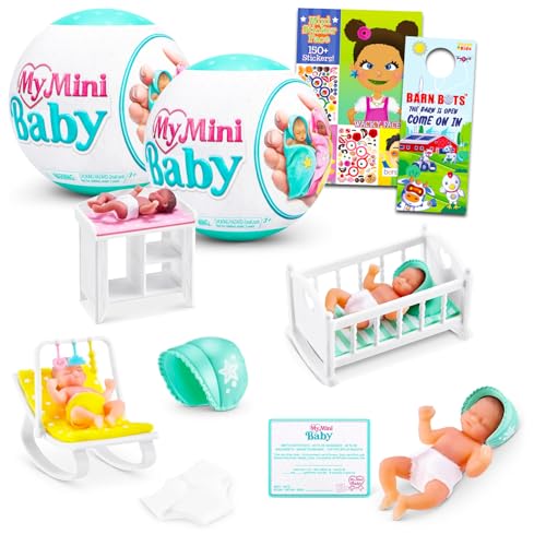 Zuru My Mini Baby Mystery Toy Set - Bundle with 2 My Mini Baby Series 1 Mystery Balls with Stickers, More | My Mini Baby Blind Balls for Kids Girls von Zuru