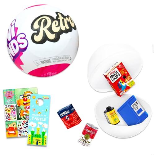 Zuru Retro Mini Brands Set für Kinder – Mini Brands Retro Collection Bundle mit Mini Brands Mystery Retro Ball plus Create-A-Face Stickerbuch und Türhänger | Zuru Mini Brands Retro Series von Zuru