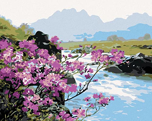 Zuty 1285172, Malen nach Zahlen-BLÜHENDE Blumen AM FLUSS 80x100 cm ohne Keilrahmen von Zuty