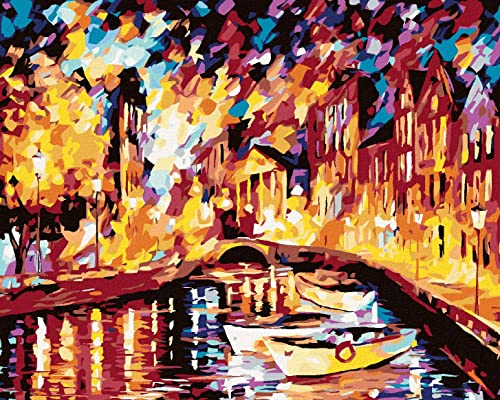 Zuty 2183213, Malen nach Zahlen-Boote IN VENEDIG 80x100 cm mit Keilrahmen (bereits gespannt) von Zuty