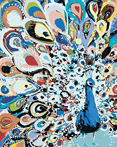 Zuty 2217232, Malen nach Zahlen-GEMALTER PFAU II 80x100 cm ohne Keilrahmen von Zuty