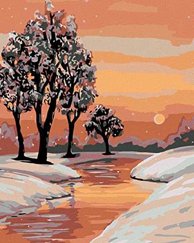 Zuty 9827180, Malen nach Zahlen-BACH UND WINTERLANDSCHAFT 40x50 cm ohne Keilrahmen von Zuty