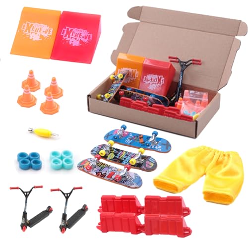 Zuzer Finger Skateboard,25PCS Mini Fingerboard Skate Ramps Kit Fingerboard DIY Finger Skate Boarding Ultimate Sport Training Requisiten Spielzeug für Kinder von Zuzer