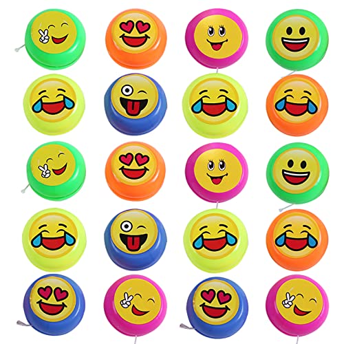 Zuzer YoYo Kinder 20PCS Jojos Kunststoff Yo-Yos Mini Jo Jo Balls,Anfänger Schnur Trick Ball Yo Yo für Kindergeburtstagsgeschenke Partys Feiern(Zufälliges Emoticons Muster) von Zuzer