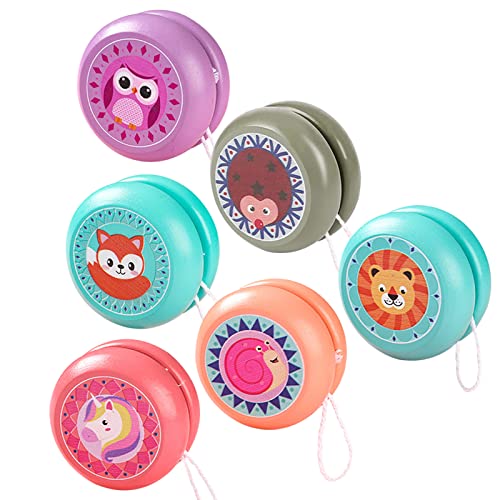 JoJo Kinder YoYo,Zuzer 6 Stücke Yo-Yos Spielzeug Yo Yo for Kids,Jungen Mädchen YoYo Balls Kinder Cartoon Tier Yo-Yo Kindergarten Puzzle Classic Nostalgic Spielzeug von Zuzer