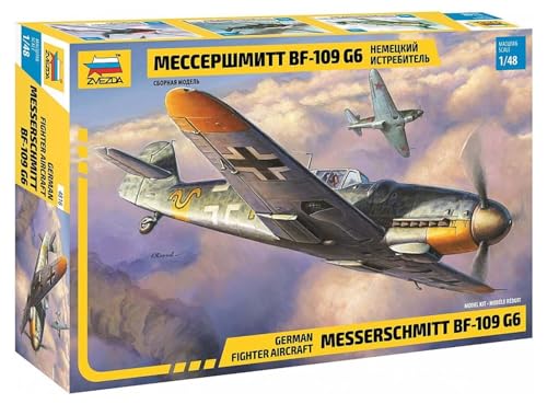 Zvezda 500784816-1:48 Messerschmitt Bf-109 G6 - Plastikbausatz - Modellbausatz - Zusammenbauen - Bausatz - für Einsteiger - detailliert, Camouflage von Zvezda