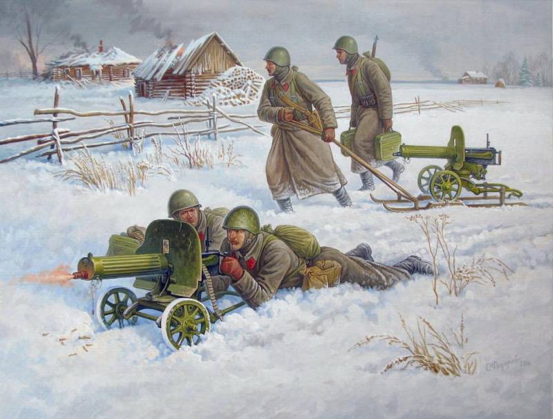 Sov.Maschinengewehr m.Crew (Winter) von Zvezda