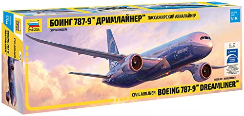 ZVEZDA 500787021 - 1:144 Boeing 787-9, Modellbau, Bausatz, Standmodellbau, Hobby, Basteln, Plastikbausatz, Unlackiert von Zvezda