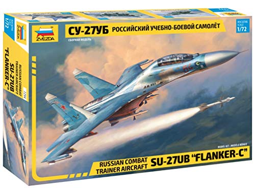 ZVEZDA 500787294 - 1:72 Sukhoi SU-27 UB Flanker-C, Modellbau, Bausatz, Standmodellbau, Hobby, Basteln, Plastikbausatz, Unlackiert von Zvezda