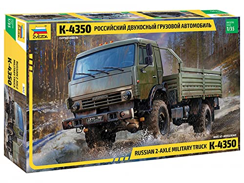 Zvezda 3692 1:35 Russian 2Axle Military Truck K-4350 - Modellbausatz,Plastikbausatz, Bausatz zum Zusammenbauen, detaillierte Nachbildung von Zvezda