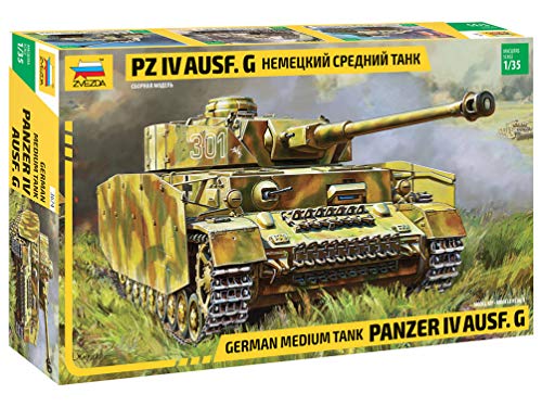 Zvezda 500783674 German Medium Tank Panzer IV AUSF.G Fahrzeug 500783674-1:35 (Sd.Kfz.161) -Plastikbausatz-Modellbausatz-Zusammenbauen-Bausatz-für Einsteiger-detailliert, Camouflage von Zvezda