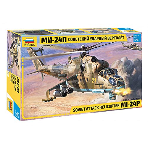 Zvezda 4812 1:48 MIL MI-24P Russ. Attack Helicopter - Modellbausatz,Plastikbausatz, Bausatz zum Zusammenbauen, detaillierte Nachbildung von Zvezda