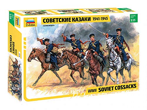 Zvezda 500783579 500783579-1:35 Soviet Cossacks Cavalry WWII-Plastikbausatz-Modellbausatz-Zusammenbauen-Bausatz-für Einsteiger-detailliert, blau von Zvezda