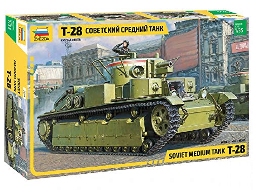 Zvezda 500783694-1:35 T-28 Heavy Tank - Plastikbausatz - Modellbausatz - Zusammenbauen - Bausatz - für Einsteiger - detailliert von Zvezda