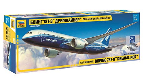 Zvezda 500787008-1:144 Pas.-Flugz.Boeing 787-8 Dreamliner, Modellbausatz, Plastikbausatz, Bausazu zum Zusammenbauen, detaillierte Nachbildung von Zvezda