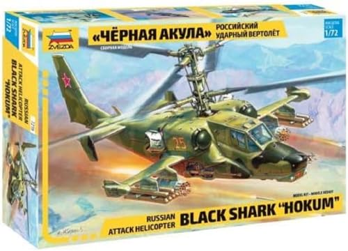 Zvezda 500787216-1:72 Russ. Attack Helicopter Hokum - Plastikbausatz - Modellbausatz - Zusammenbauen - Bausatz - für Einsteiger - detailliert, Olive von Zvezda