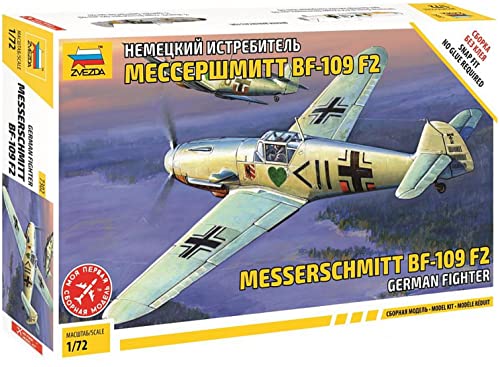 Zvezda 500787302-1:72 WWII Deutsche Jagdflugzeug Messerschmitt BF-109F2, Schwarz von Zvezda