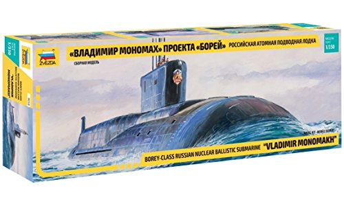 Zvezda 500789058 500789058-1:350 Borey-Class Russ.Nuclear Submarine-Plastikbausatz-Modellbausatz-Zusammenbauen-Bausatz-für Einsteiger-detailliert, grau, Large von Zvezda