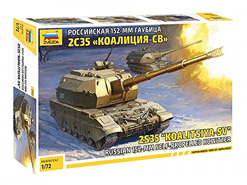 Zvezda 5055 1:72 "Koalitsya-SV Self Propell.Howitzer-Modellbausatz,Plastikbausatz, Bausatz zum Zusammenbauen, detaillierte Nachbildung, unlackiert, Small von Zvezda