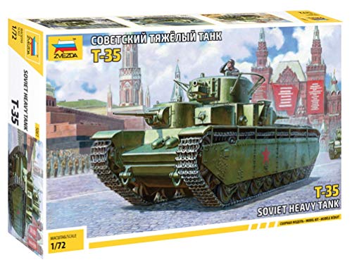 ZVEZDA 500785061 - 1:72 T-35 Soviet Heavy Tank WWII, Modellbau, Bausatz, Standmodellbau, Hobby, Basteln, Plastikbausatz,Unlackiert von Zvezda