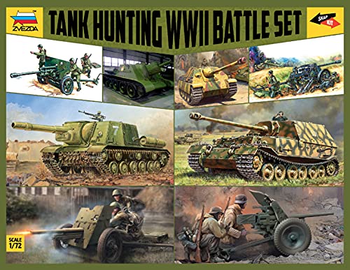 Zvezda 5204 1:72 WWII Battle Set Tank Hunting-Modellbausatz,Plastikbausatz, Bausatz zum Zusammenbauen, detaillierte Nachbildung, unlackiert von Zvezda