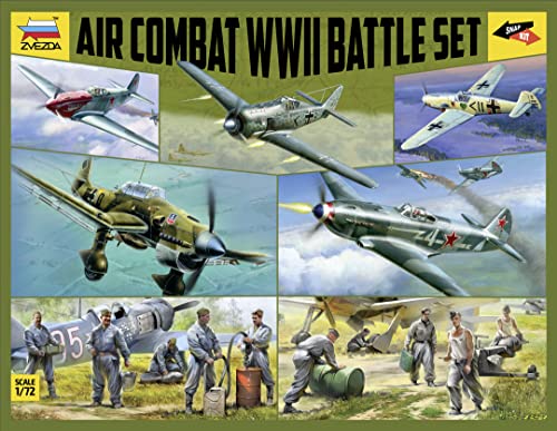 Zvezda 5205 1:72 WWII Battle Set Air Combat-Modellbau, Bausatz, Standmodellbau, Basteln, Hobby, Kleben, Plastikbausatz, detailgetreu, Mehrfarbig von Zvezda