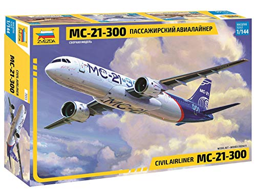 Zvezda 530007033 Civil Airliner MC-21-300 1:144 Irkut MS-21-300 Verkehrsflugzeug, Modellbausatz,Plastikbausatz, Bausatz zum Zusammenbauen, detaillierte Nachbildung, Mehrfarbig, Medium von Zvezda