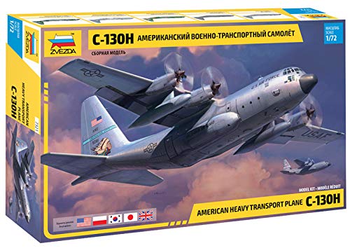 Zvezda 530007321 1:72 C-130 H Hercules - Modellbausatz,Plastikbausatz, Bausatz zum Zusammenbauen, detaillierte Nachbildung 7321 Mehrfarbig von Zvezda