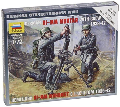 Zvezda Armee 6111 1:72 WWII Dt. 81-mm Mörser m. Mannschaft-Modellbausatz,Plastikbausatz, Bausatz zum Zusammenbauen, detaillierte Nachbildung, unlackiert, Groß von Zvezda