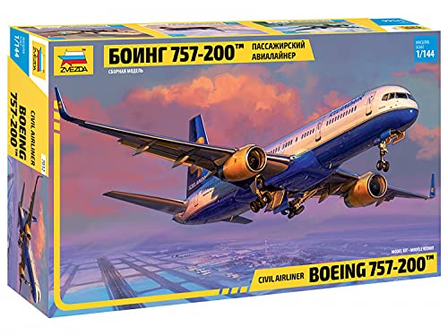 Zvezda Boeing 757-200 Flugzeug 7032 1:144 757-200-Modellbausatz,Plastikbausatz, Bausatz zum Zusammenbauen, detaillierte Nachbildung, unlackiert von Zvezda