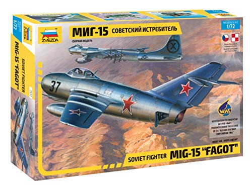 Zvezda 500787317 Fahrzeug 500787317-1:72 MIG-15 Fagot-Plastikbausatz-Modellbausatz-Zusammenbauen-Bausatz-für Einsteiger-detailliert, Silber von Zvezda