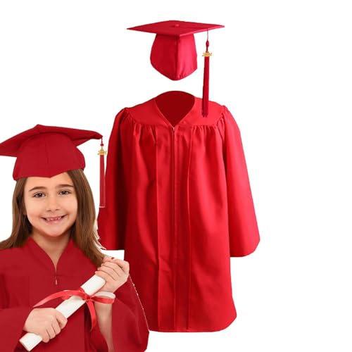 Abschlusskleid-Set für Kinder, Mütze und Abschlusskleid 2024, akademisches Kindergartenkleid mit passendem Hut und Bommel, atmungsaktives Abschlusskleid, Red33, size Abschlusskleid-Set für Kinder, Mütze und Abschlusskleid 2024, akademisches Kindergartenkleid mit passendem Hut und Bommel, atmungsaktives Abschlusskleid, Red33, size von Zvn Zojne