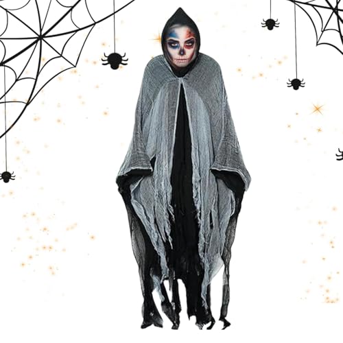 Halloween-Mittelalter-Umhang – Halloween-Mittelalter-Umhang-Kostüm Für Erwachsene | Horror-Halloween-Umhang | Kapuzen-Cosplay-Kostüm | Spukhaus-Dekoration Für Horror-Atmosphäre Für Maskerade | Bühnens von Zvn Zojne