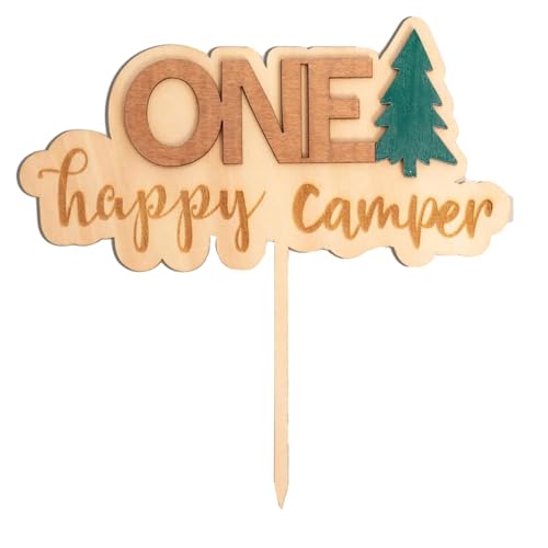 Tortenaufsatz Aus Holz – Camping-Kuchendekorationen Aus Holz | Wald-Camping-Thema Holz-Kuchenaufsatz | Cupcake-Topper Aus Holz Für Camp-Geburtstagsfeiern | Geburtstag Unter Den Sternen | Geburtstag Im von Zvn Zojne