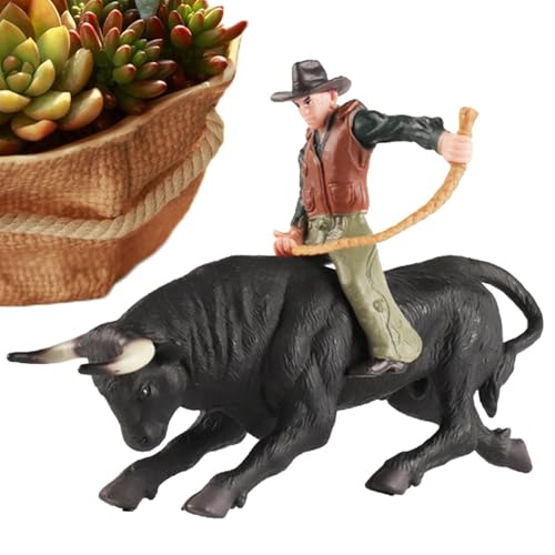 Zvn Zojne Cowboy-Reitbull-Figur, Simulierte spanische Stierkämpfer-Rinderfiguren, Rodeoes Cowboy-Rinderfigur, Spielzeug für Kinder im Alter von 3–5 und 6–12 Jahren, Geburtstag von Zvn Zojne