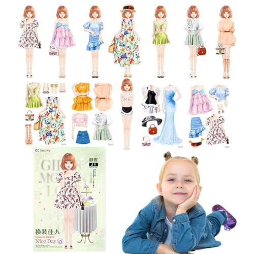 Zvn Zojne Magnetisches Papierpuppen-Set - Magnet-Prinzessin-Outfit und Zubehör - Magnetisches Puppenspiel-Anziehspielset für Mädchen, Weihnachts-, Neujahrs-, und Geburtstagsgeschenke von Zvn Zojne