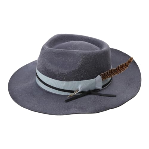 ZwaitL Eleganter Fedoras-Hut für Damen und Herren mit gewebtem Gürtel, Panama-Hut, Zauberhut, Wollmütze, Rollenspiel-Kostüm, Erwachsenen-Verkleidungshut von ZwaitL