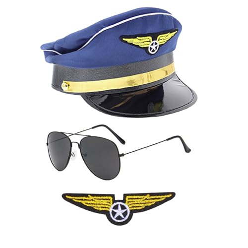 ZwaitL Flugbegleiter Hut Set Stewardesses Baskenmützen Hut Retro Fluggesellschaft Hut Uniform Zubehör für Cosplay und Kostümpartys von ZwaitL