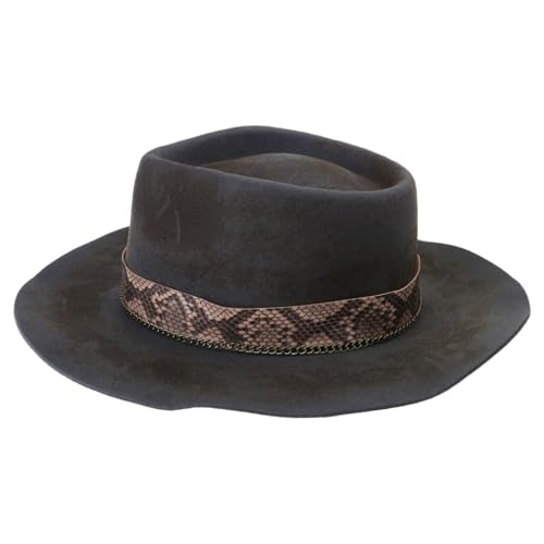 ZwaitL Homburg Panamahut aus Wolle, Used-Look für Damen und Herren, Foto-Requisiten, Westernhut für Männer und Frauen, Unisex, Kopfbedeckung von ZwaitL