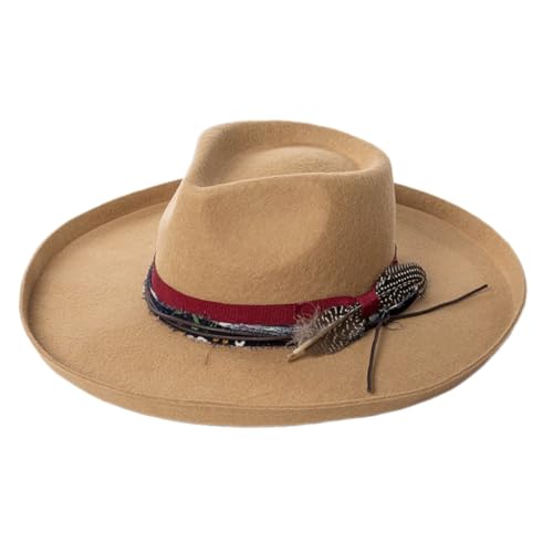 ZwaitL Homburg Panamahut aus Wolle, exotischer Maillard für Damen und Herren, Foto-Requisiten, Western für Männer, Frauen, Unisex, Kopfbedeckung von ZwaitL