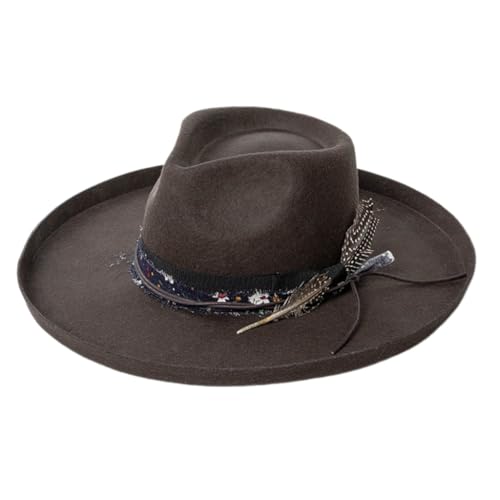 ZwaitL Homburg Panamahut aus Wolle, exotischer Maillard für Damen und Herren, Foto-Requisiten, Western für Männer, Frauen, Unisex, Kopfbedeckung von ZwaitL