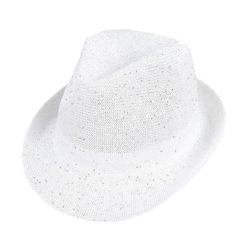 ZwaitL Karnevals-Hut mit Pailletten, Fedora-Hut für Erwachsene, Unisex, Maskerade, Karneval, Netzhut, Aufführungen, Hut mit aufgerollter Krempe von ZwaitL