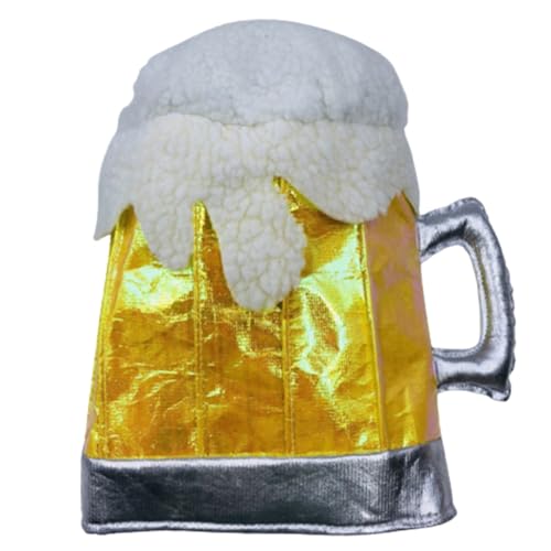 ZwaitL Kreativer lustiger Tassenhut gelber Bierkrug Plüschhut Spielzeug Cartoon Bierglas Halloween Cosplay Foto Requisiten von ZwaitL