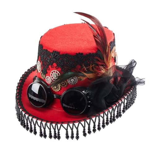 ZwaitL Steampunks Flat Top Hut für Damen Mann mit Brille Halloween Cosplay Party Kostüm Hut GothicStyle Hut Musik Festival Ha von ZwaitL