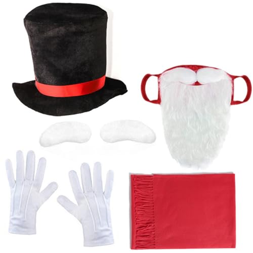 ZwaitL Weihnachtsmann-Outfits mit Weihnachtsmütze, Schal, Augenbrauen, Cosplay für Erwachsene, Weihnachten, Cosplay, Kostüm-Zubehör von ZwaitL