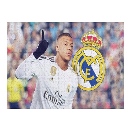 Erwachsene Kinderpuzzle 500 Teile Wooden Puzzle Mbappe Madrid Puzzles Fußballspieler Puzzle Lernspielzeug Spiele Familiendekoration (52x38) cm von Zwjkmjn