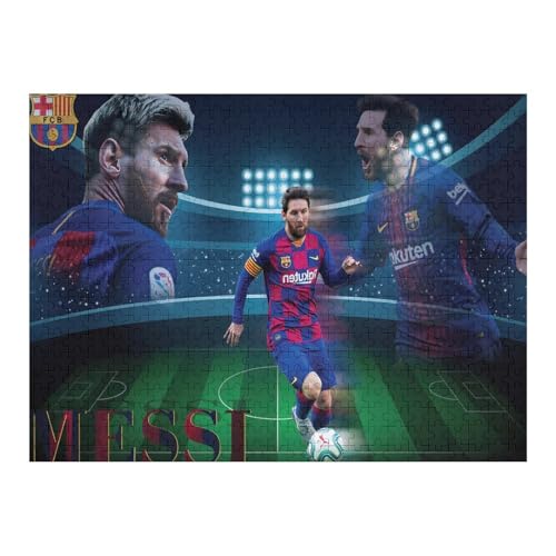 Erwachsene Kinderpuzzle 500 Teile Wooden Puzzle Messi Puzzles Fußballspieler Puzzle Lernspielzeug Spiele Familiendekoration (52x38) cm von Zwjkmjn