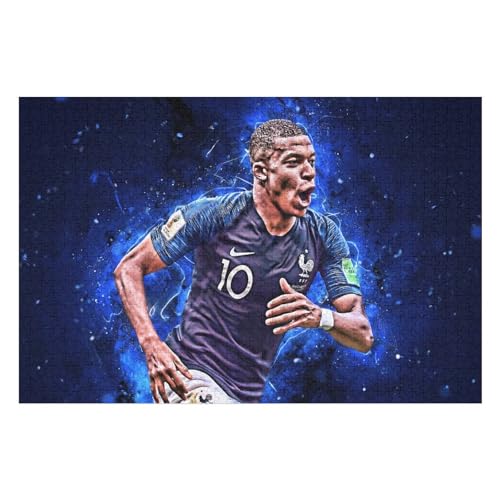 Mbappe 1000 Teile Puzzle Puzzle Erwachsene Puzzles Fußballspieler Wooden Puzzles Familie Dekoration Bildung Spiel Spielzeug (75x50) cm von Zwjkmjn