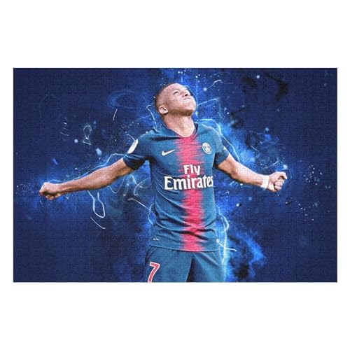 Mbappe 1000 Teile Uzzles Erwachsene Puzzle Fußballspieler Schwierigkeit Wooden Puzzles Familie Dekoration Bildung Spiel Spielzeug (75x50) cm von Zwjkmjn