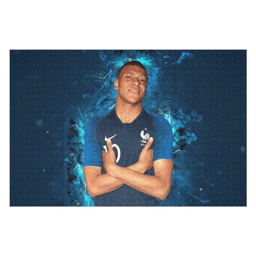 Mbappe Erwachsene Puzzle 1000 Teile Puzzle Fußballspieler Wooden Puzzle Lernspielzeug Spiel Familiendekoration (75x50) cm von Zwjkmjn